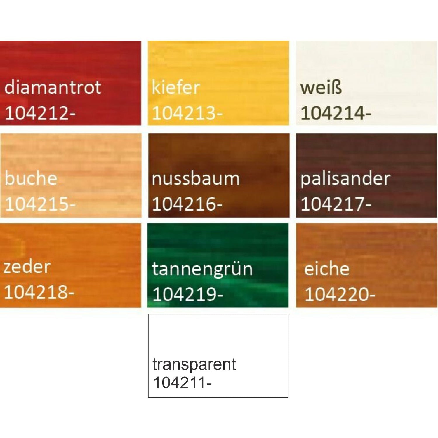 Holzschutzlasur wasserbasiert Farbkarte